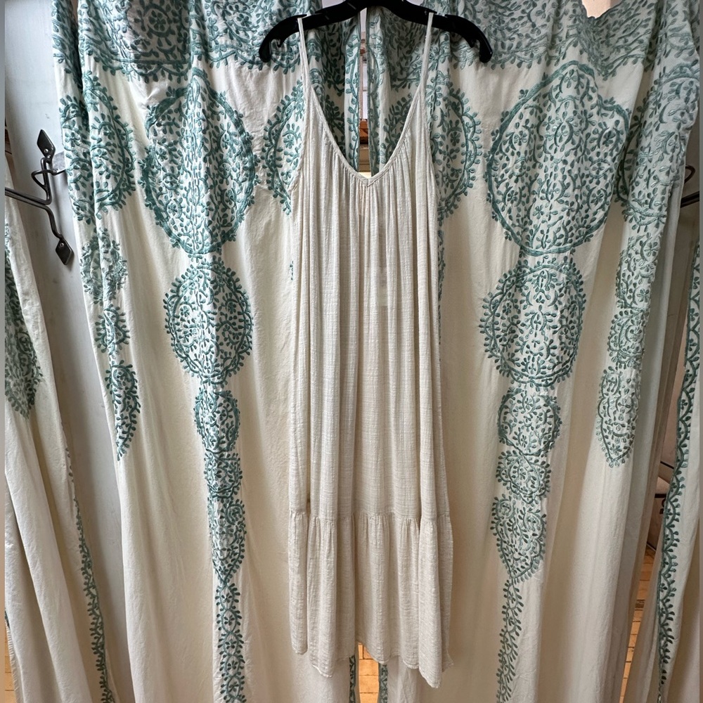 Bella Dahl Cami Shirred Beach Dress in Natural Linen